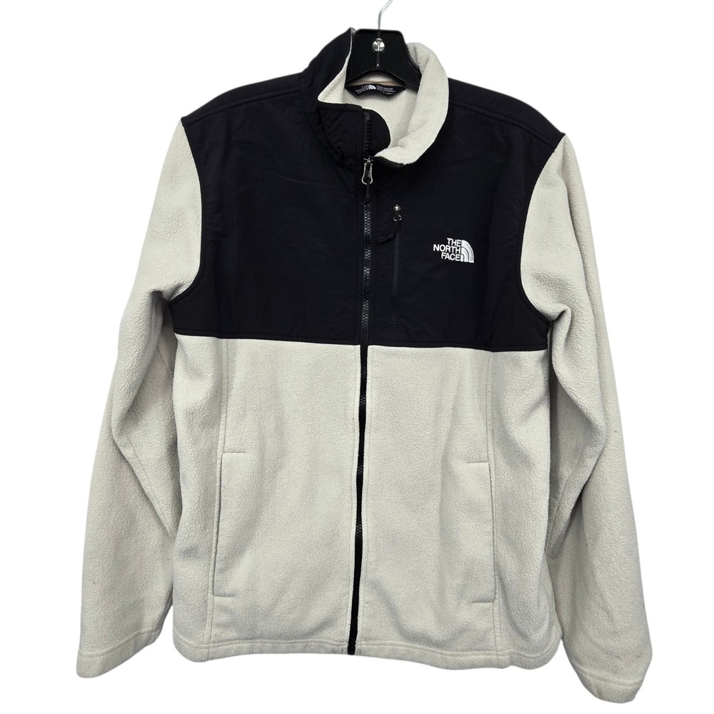The North Face Denali Off White/Black Full Zip Fleece Jacket Sweatshirt Mens M